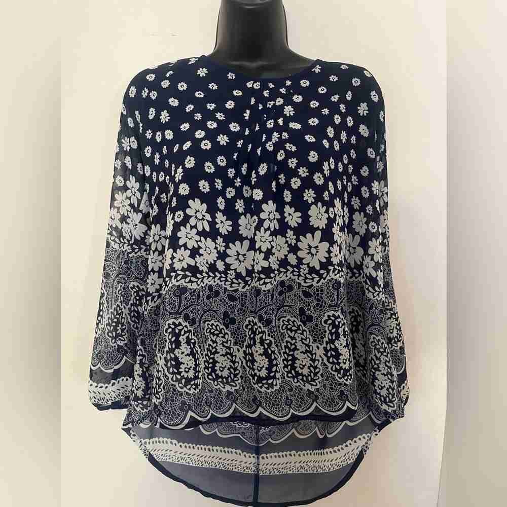 Floral Navy Blue Women's Top